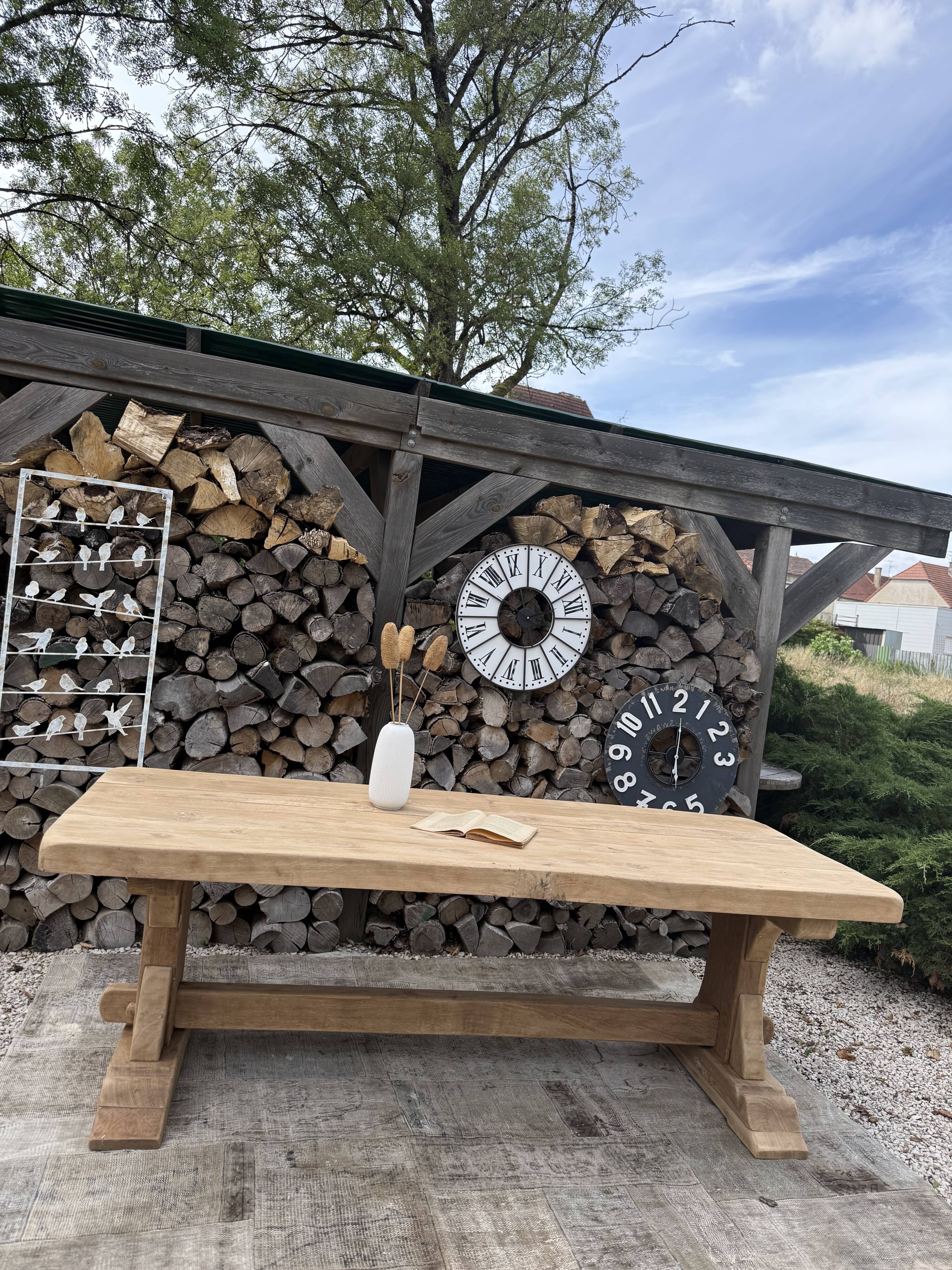 Monastery table, solid oak, 220cm.