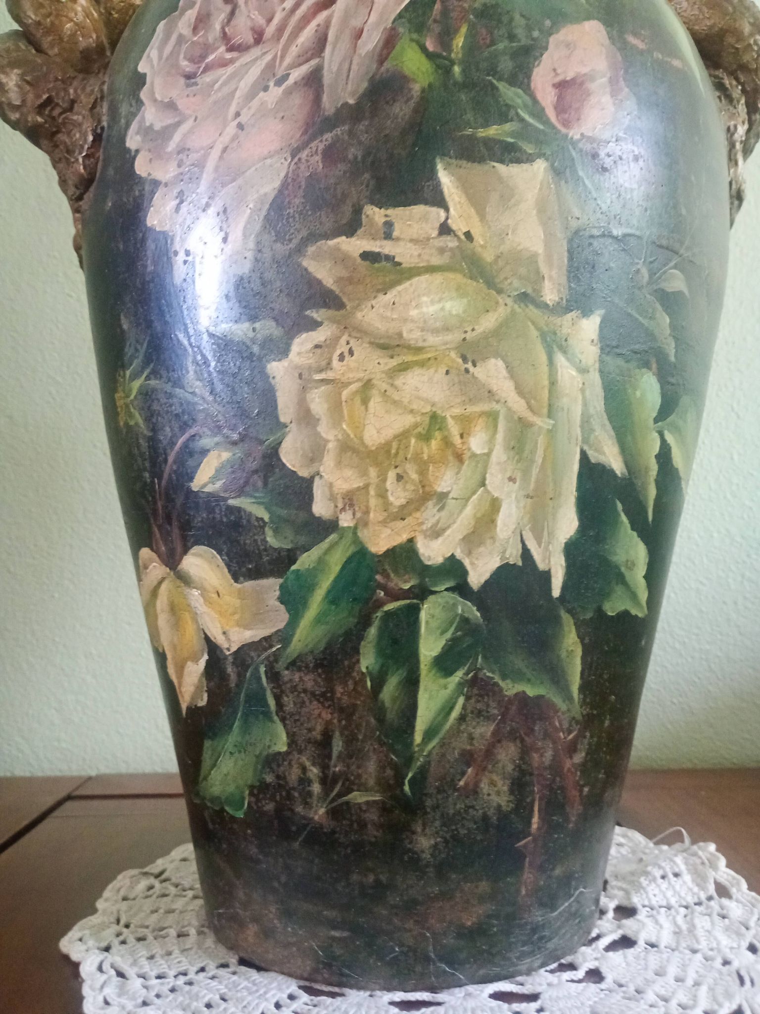 Double-handled vase with roses by Georges Weissenburger, École de Nancy.