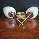 1960s double brass wall light - White glass globe