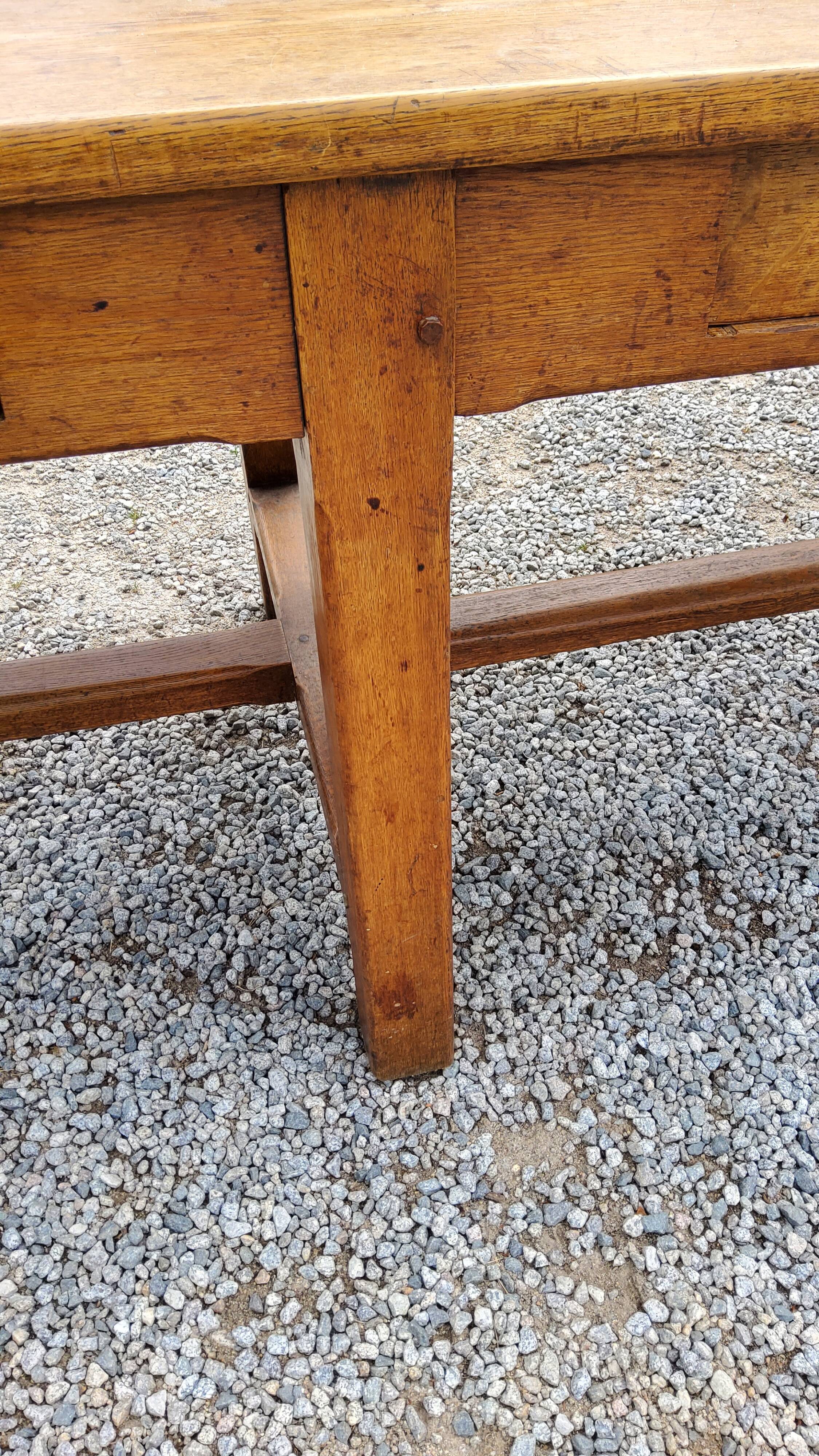 Oak farmhouse table 6 feet 2 drawers 200cm