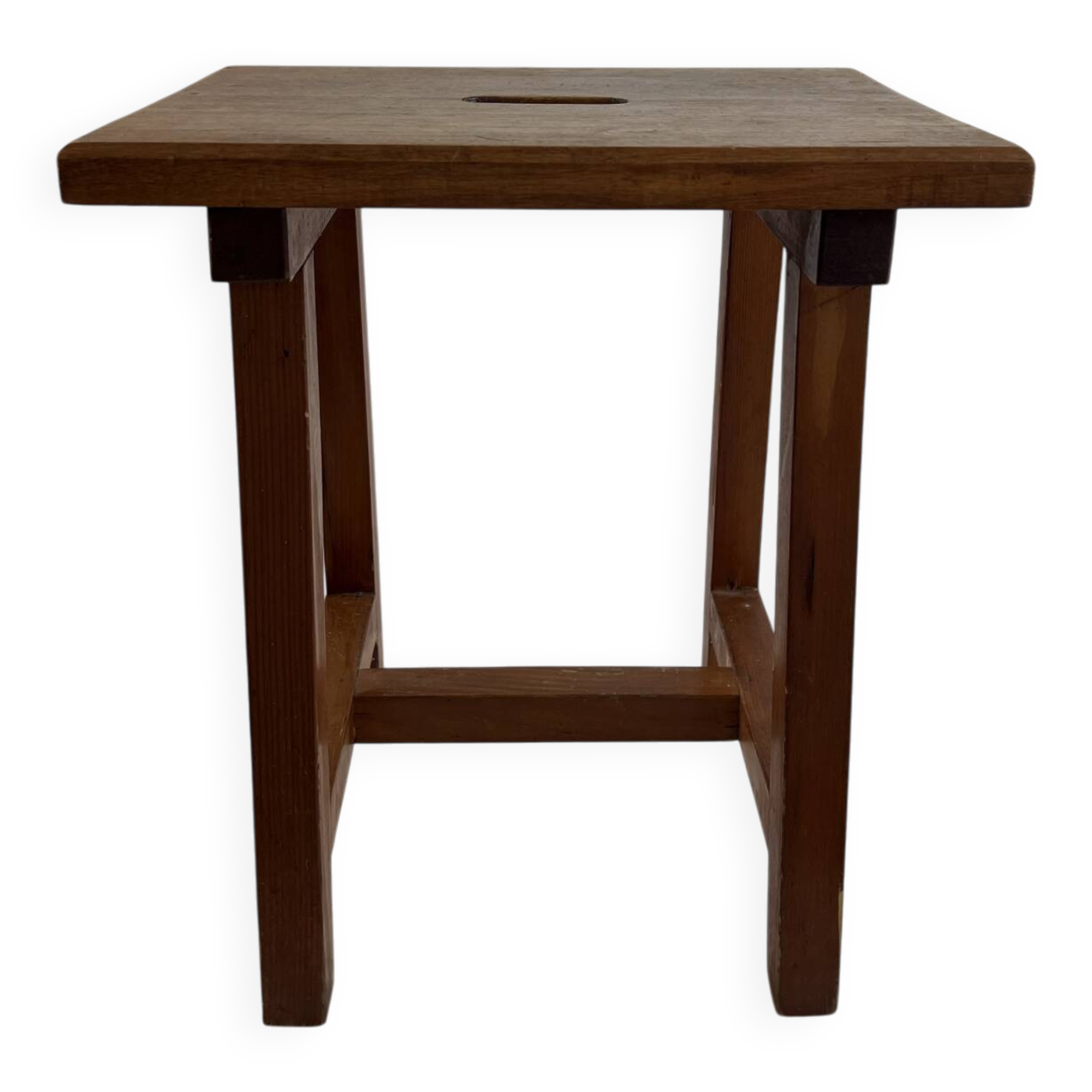 Scandinavian stool solid wood — Rectangular seat, square legs