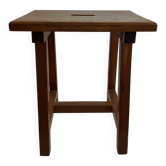 Tabouret scandinave bois massif — Assise rectangulaire, pieds carrés