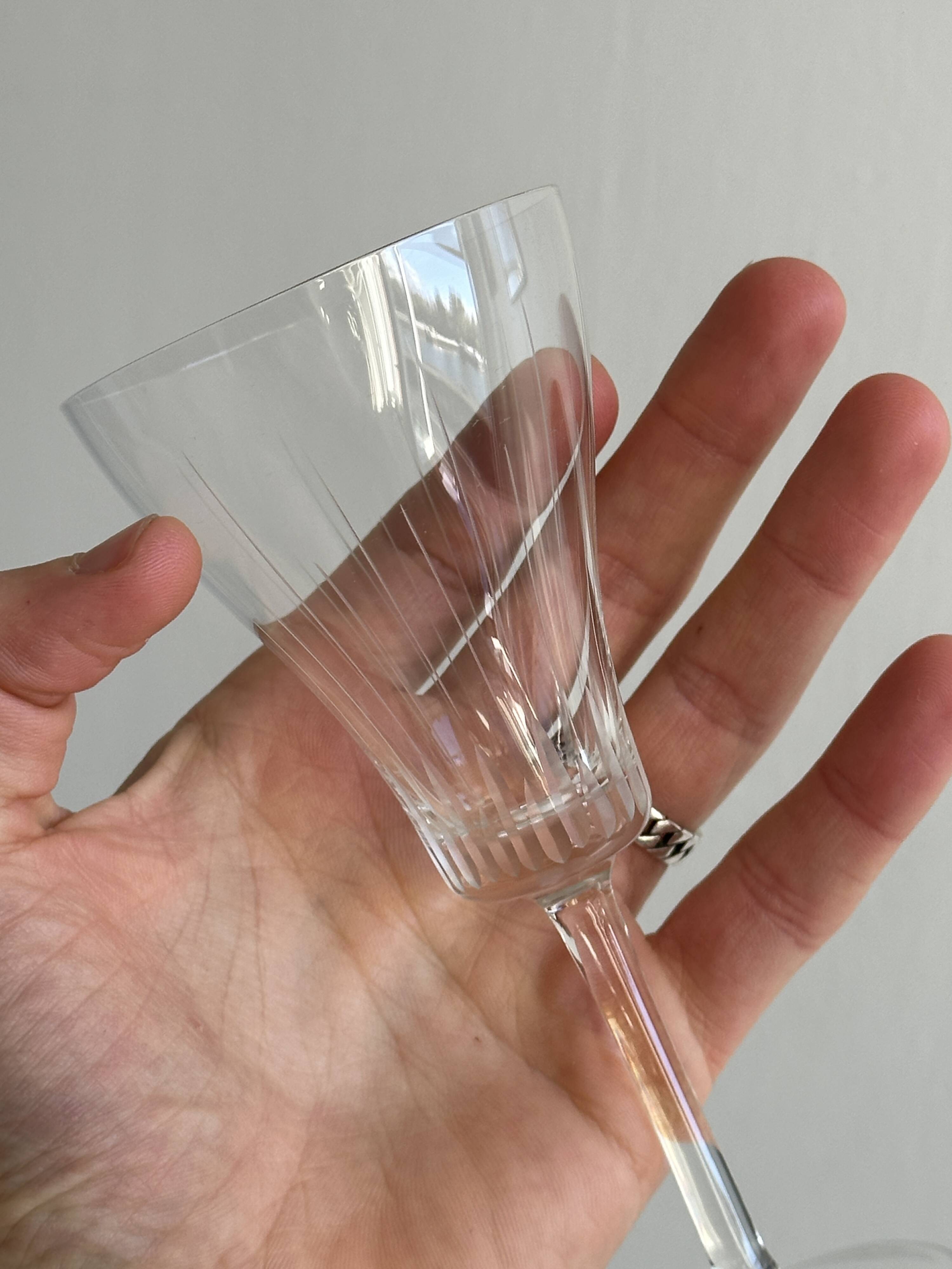 Two chiseled crystal liqueur glasses