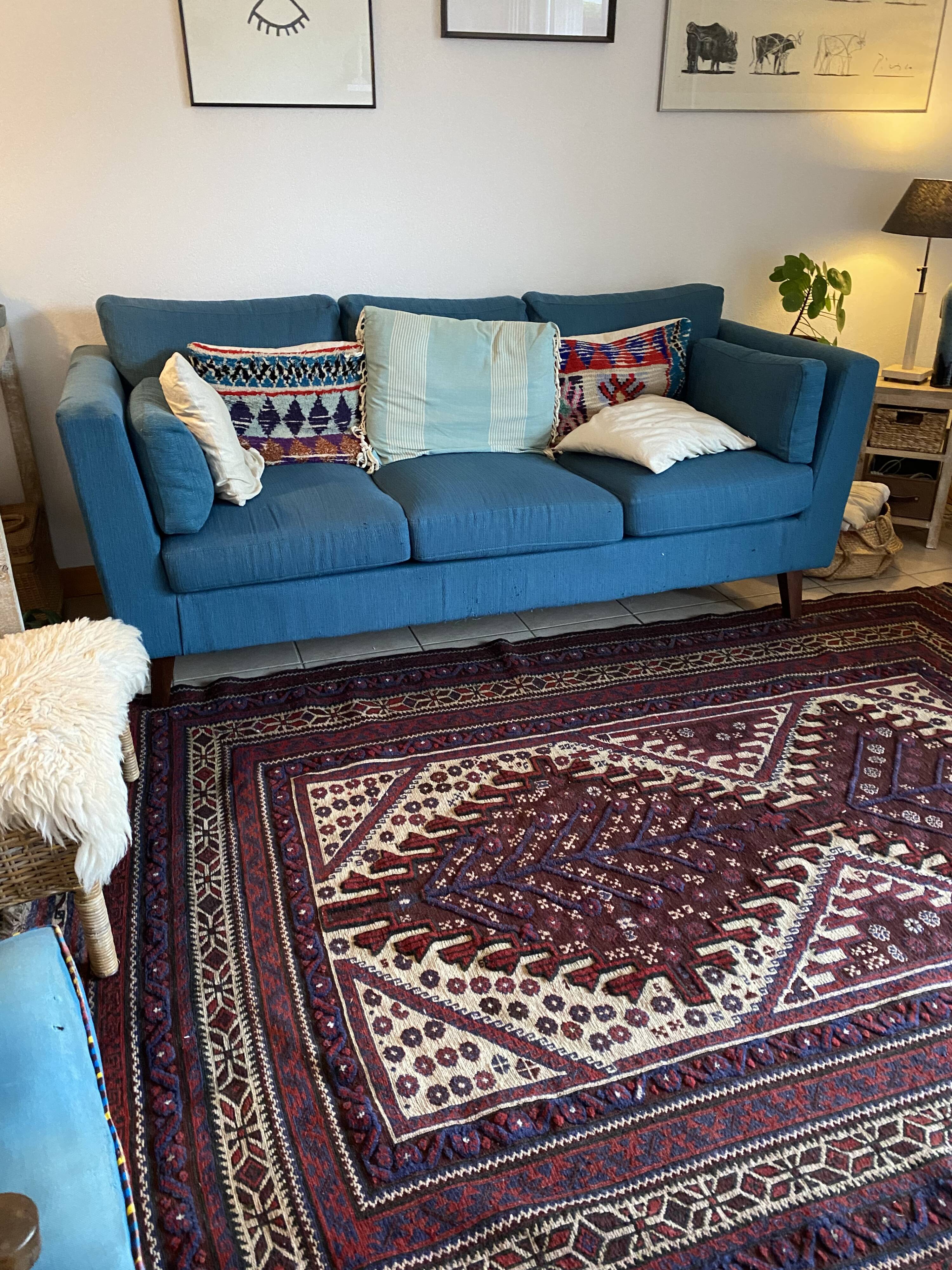 Old Afghan wool rug 270x186cm