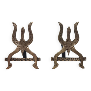 Paire de chenets zoomorphes