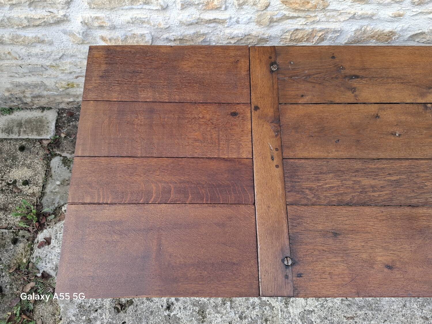 Extendable oak farmhouse table