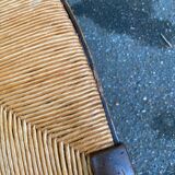 Chaise de bureau bois massif et paille Louis Philippe