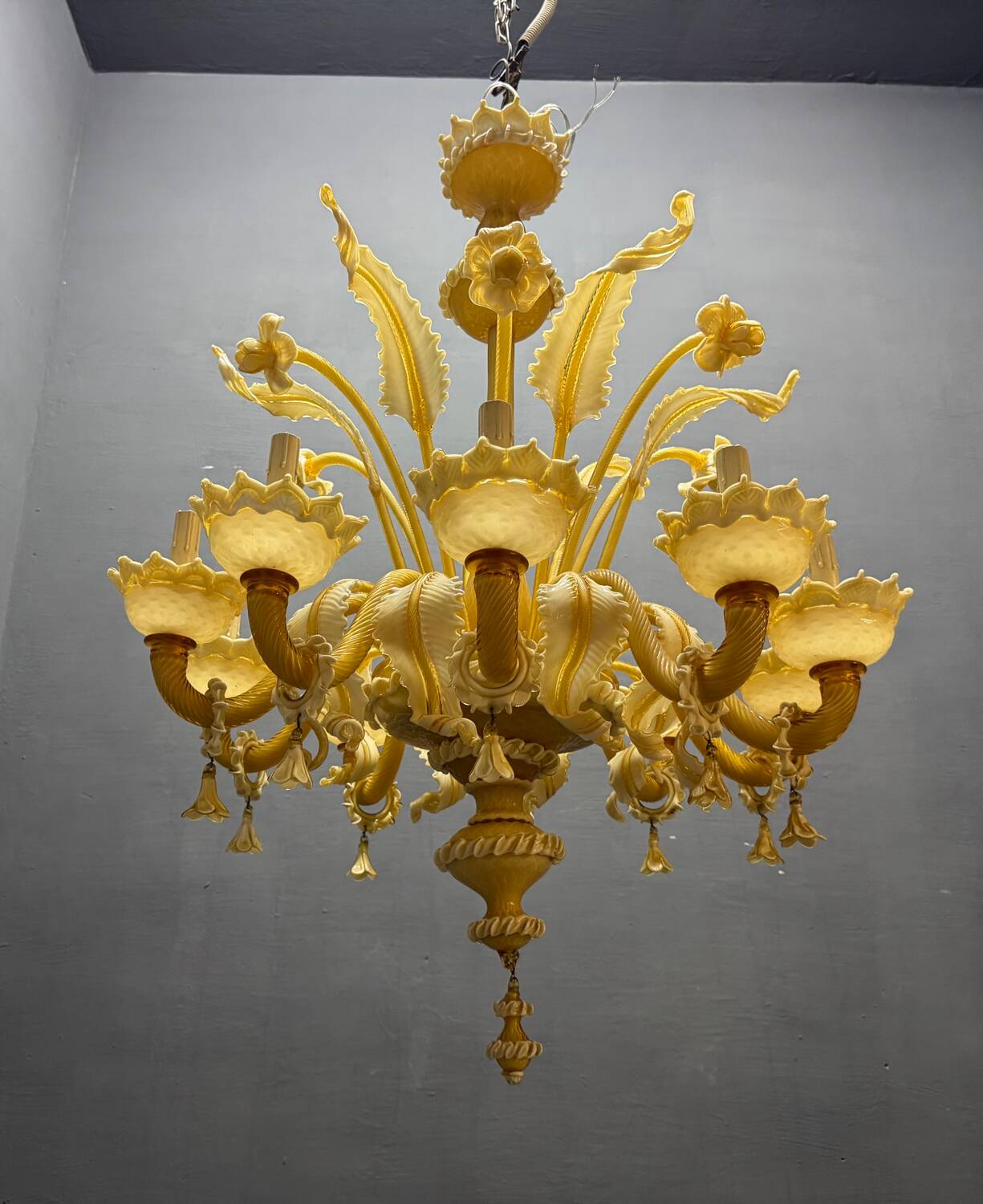 Large Venetian Murano Glass Chandelier 10 Lights 1950’s