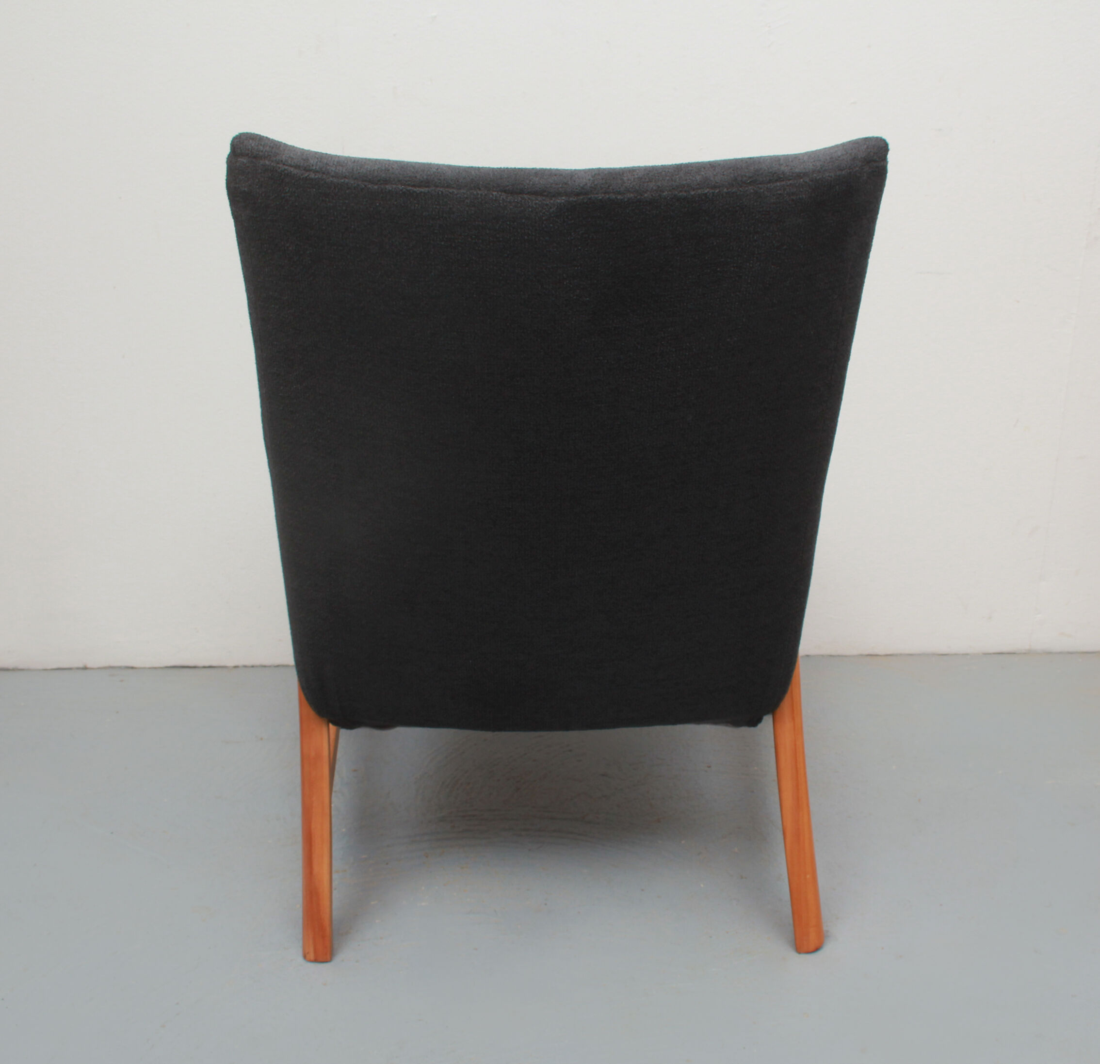 1950s armchair in anthracite velour, completly restored
