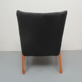 1950s armchair in anthracite velour, completly restored