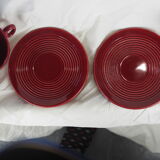 Pair of burgundy red cups with concentric streaks - Saint-Clément - 50s