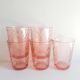 Set of 5 vintage rosaline twisted water glasses