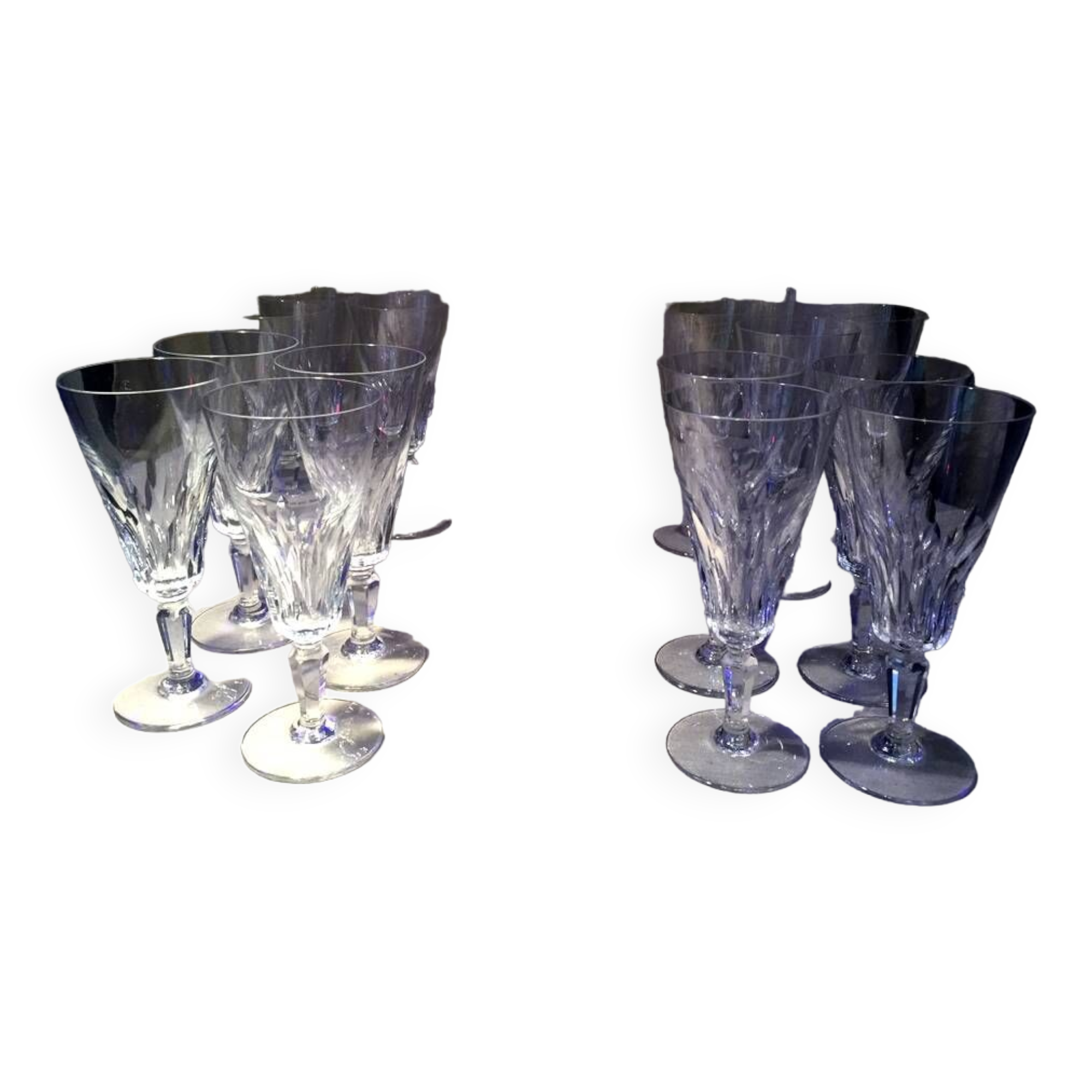 Suite of 16 champagne flutes in baccarat crystal carcassonne model