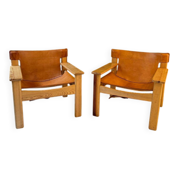 Fauteuil Natura en pin et cuir - Karin Mobring pour Ikea, 1970