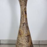 Large La Roue Vallauris ceramic vase, French, beige flower decor, 1975