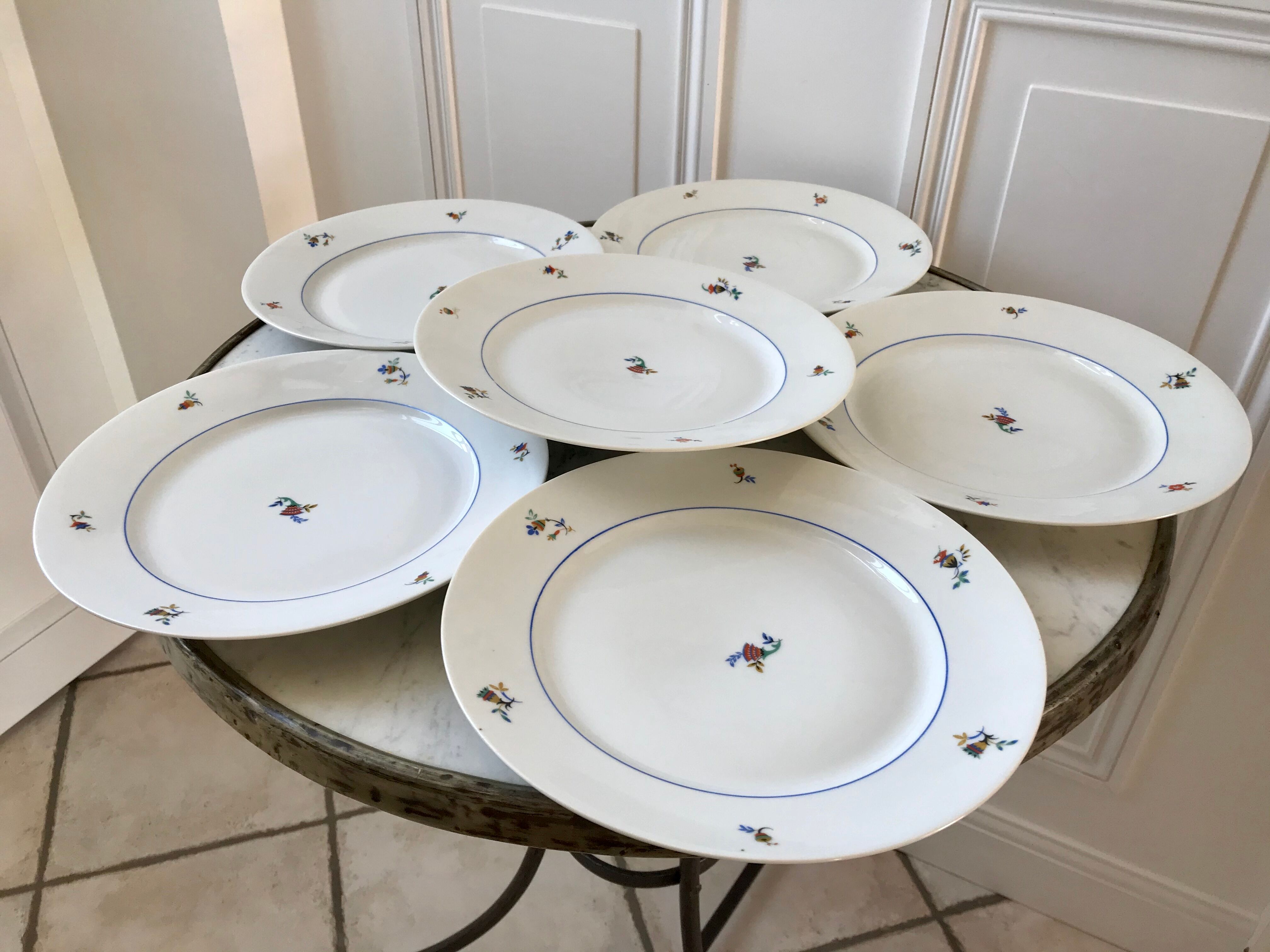 Set of 6 Czech flat plates made in France registered model 50s-60s