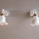 2 wall sconces in tulip glass painted white