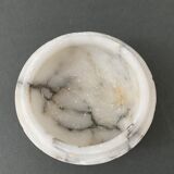 1900 alabaster ball shaped box surmounted by a golden dragonfly