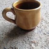 Set of 7 vintage stoneware yellow coffee cups