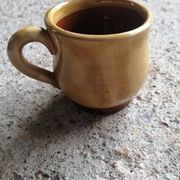 Set of 7 vintage stoneware yellow coffee cups