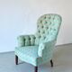 Vintage green coral button back armchair | Belgium