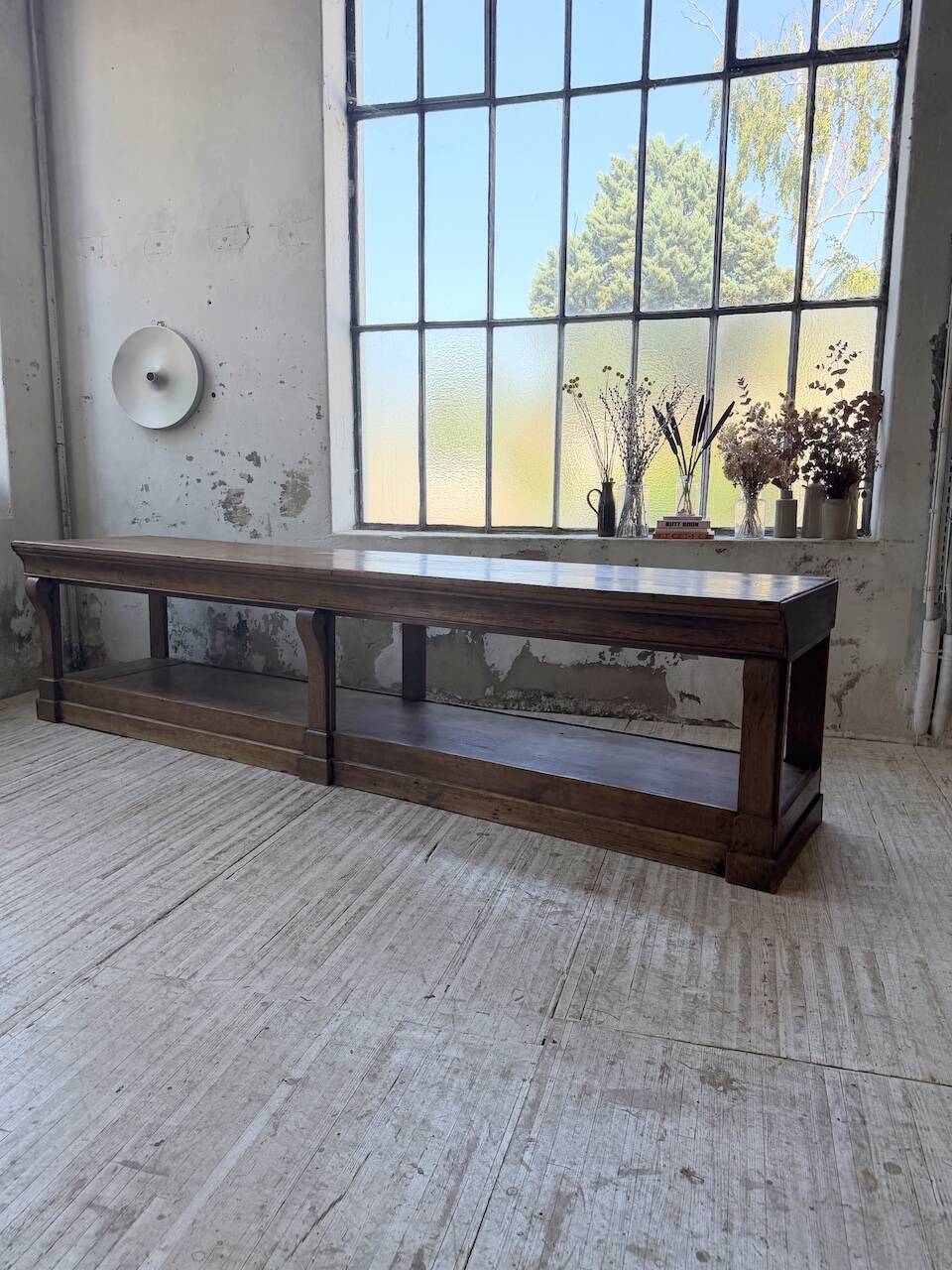 Table de gantier drapière 1900 chêne massif 330cm XL