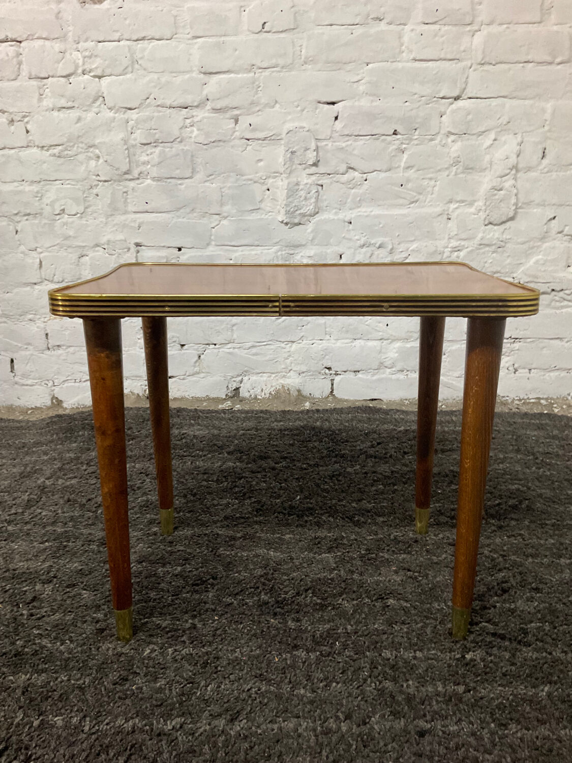 Vintage side table in Formica and teak 70s