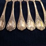 6 silver metal forks, Model Marly, by Christofle.