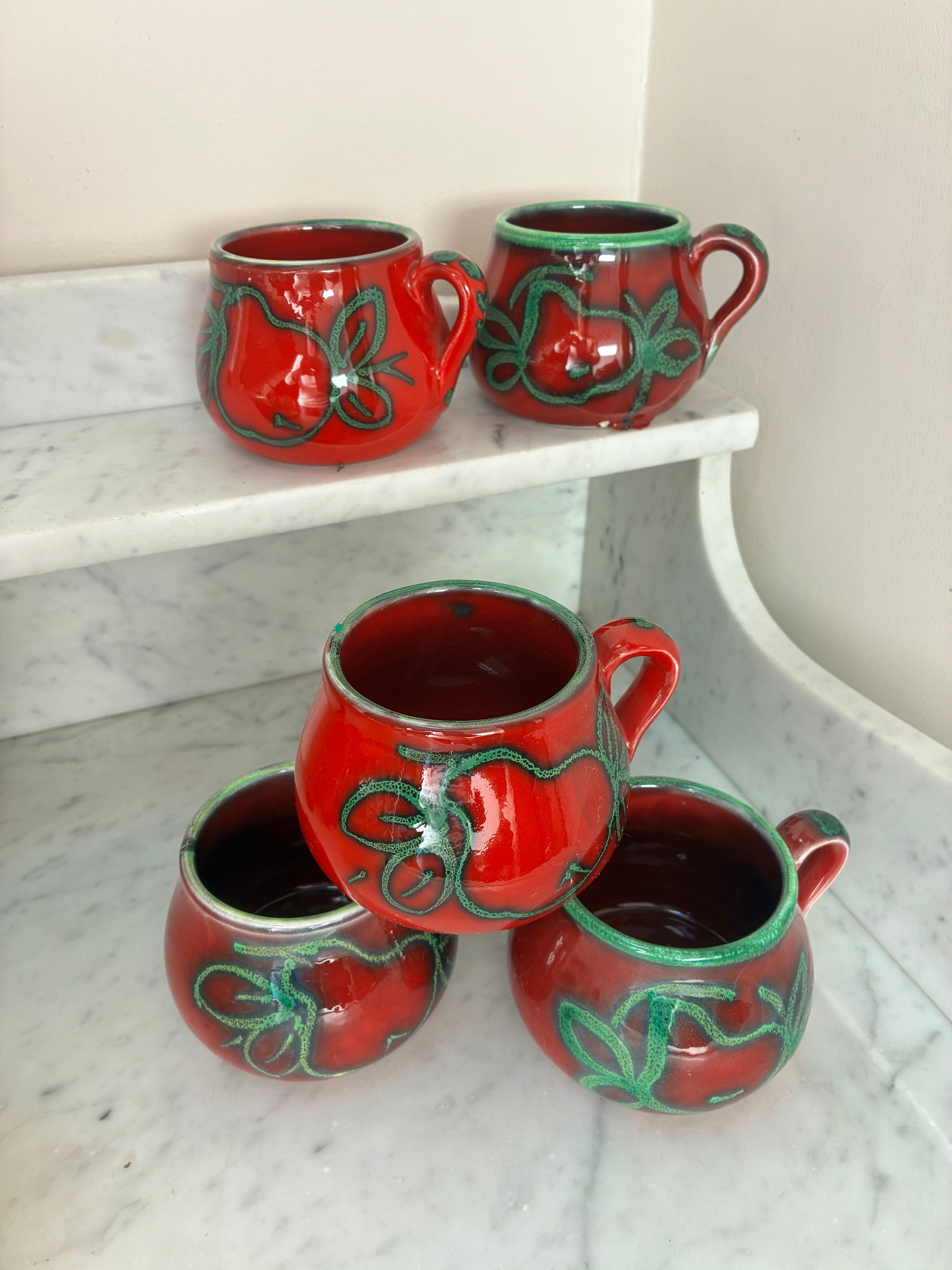 Vintage Italy handmade glazed ceramic cups
