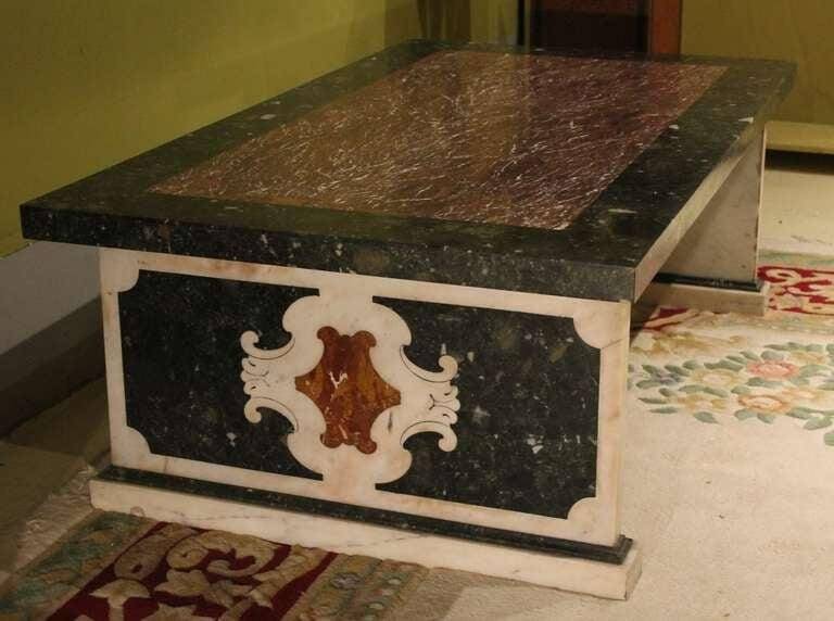 20th Century Italian Polychromed Rectangular Marble Coffee or Cocktail Table