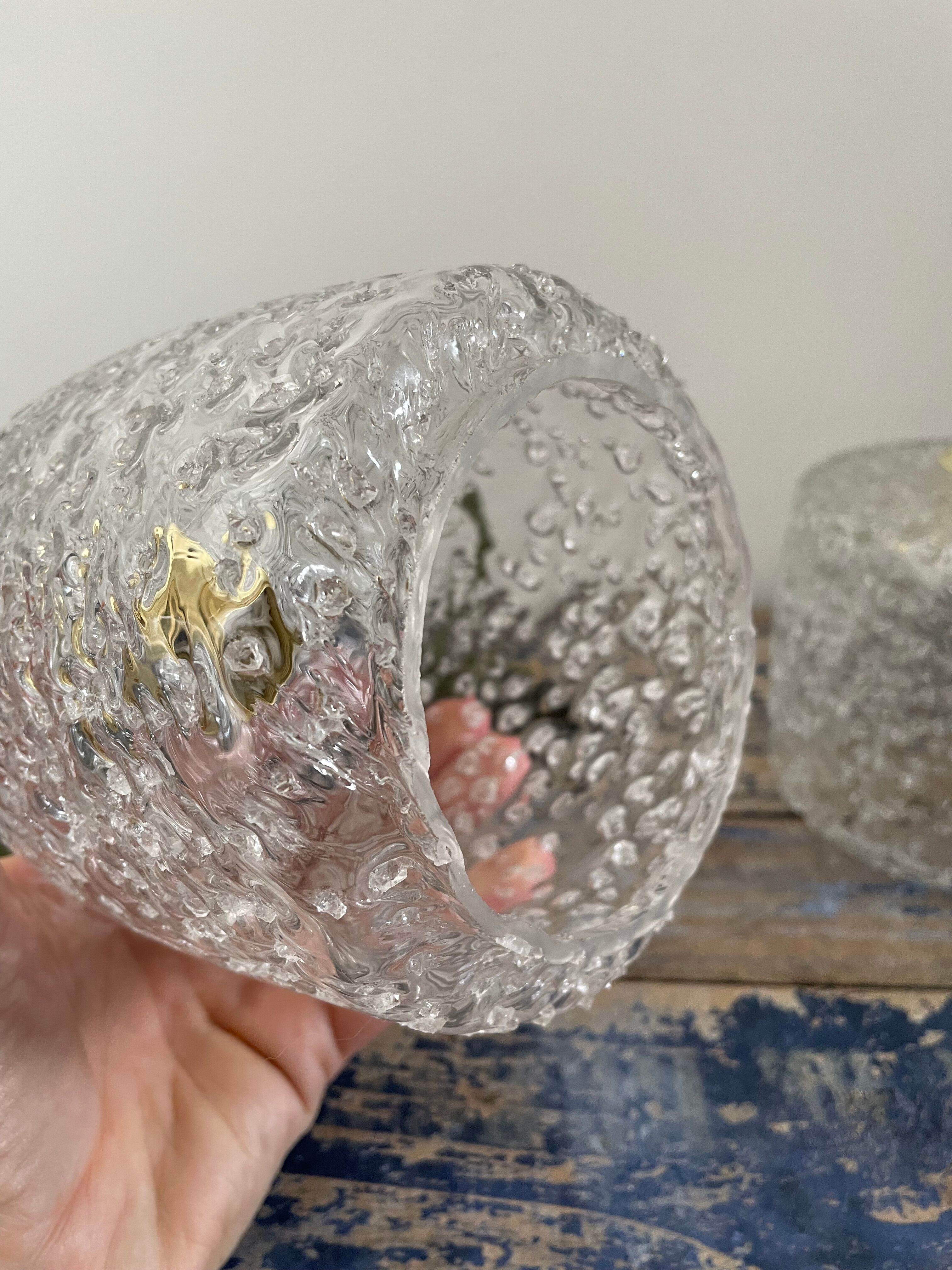 Set of two vintage bubbled glass handhelds