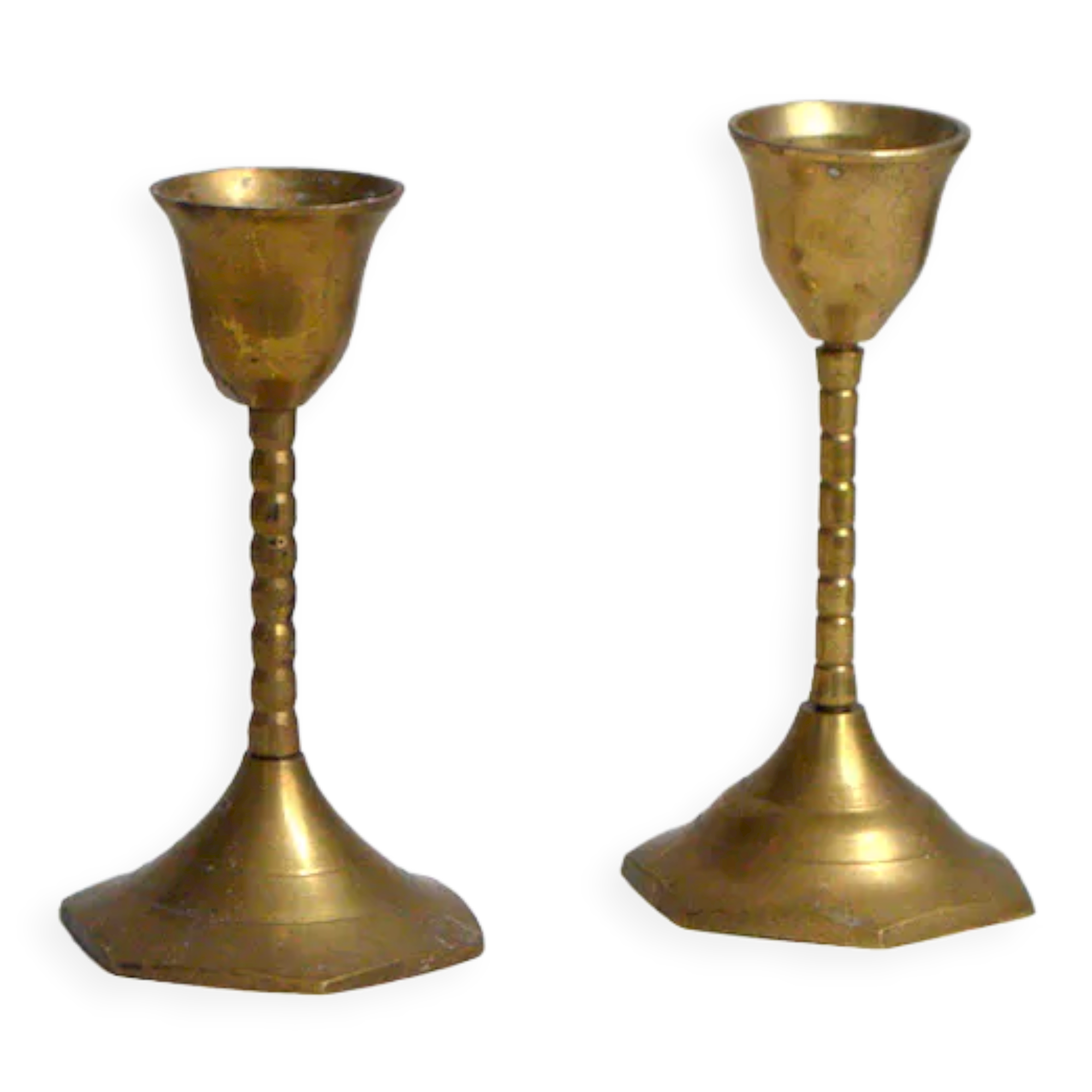 Pair of brass candle holders