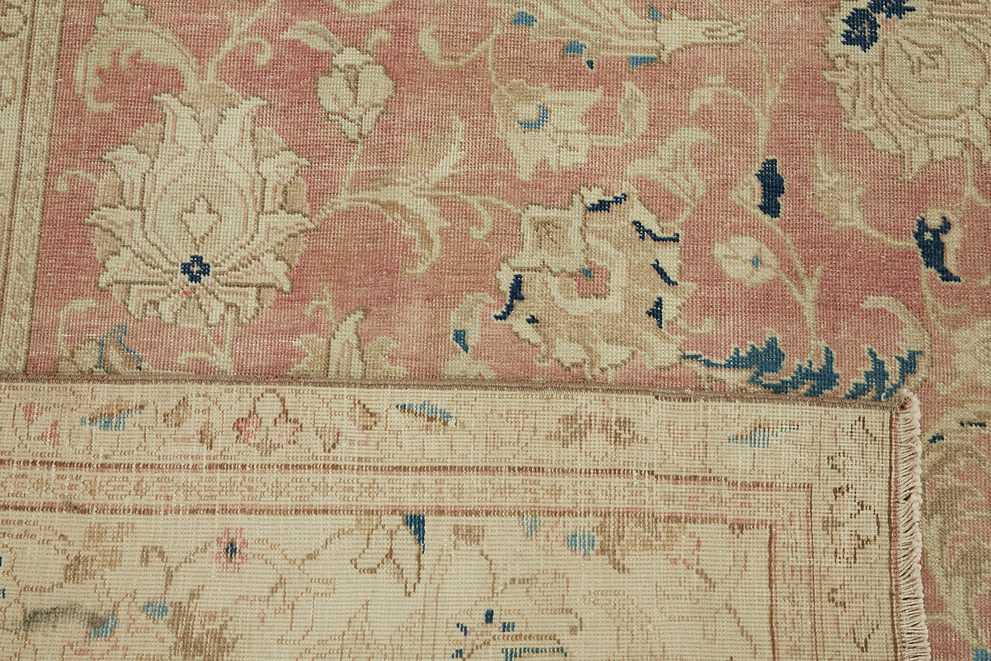 Hand-knotted persian antique 1970s 320 cm x 357 cm beige wool carpet