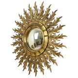 Large Rare Wooden Sun Mirror Sunburst Gold Leaf XL 86cm