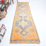 3x11 orange vintage runner rug, 88x341cm