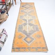 3x11 orange vintage runner rug, 88x341cm