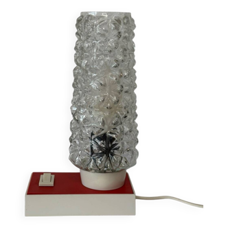 Lampe de table Hawill en verre texturé et base rouge, années 1960-1970