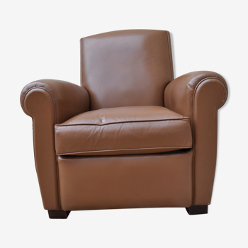 Fauteuil club vintage cuir caramel