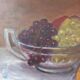 Tableau nature morte huile coupe raisins