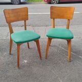 Pair of chairs monobloc l - m in solid beech circa 1960