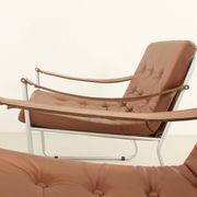 Paire de fauteuils de style safari avec accoudoirs en sangles de cuir, 1960