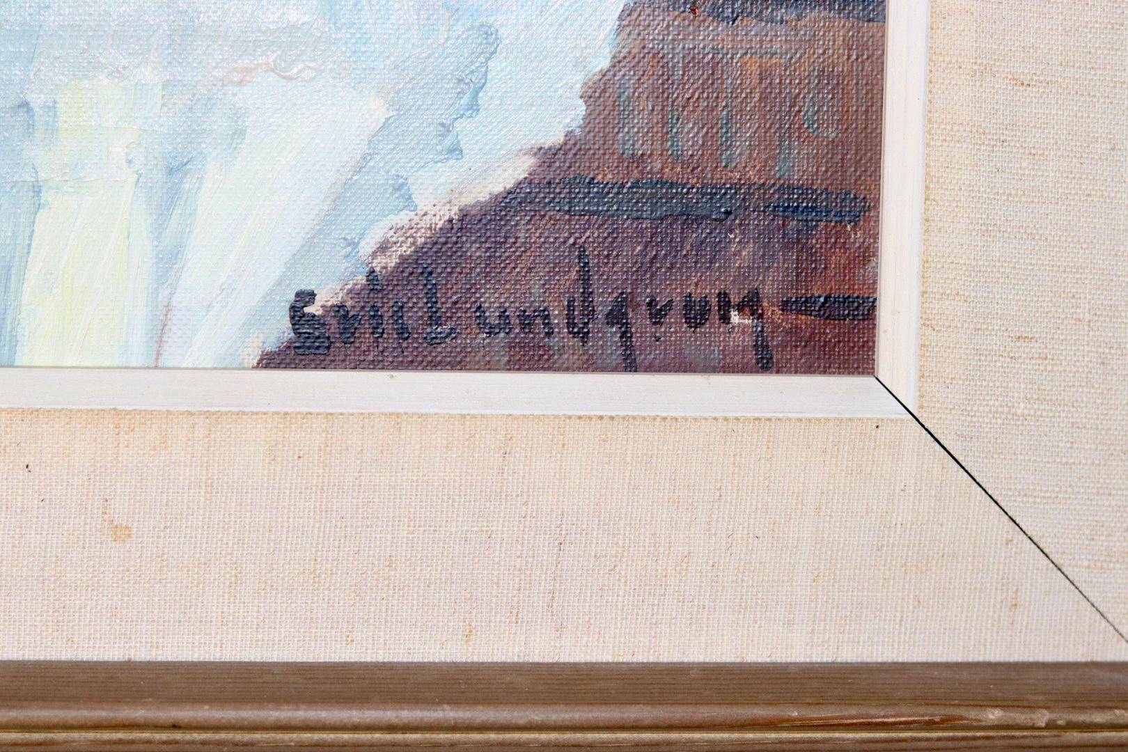 Original Swedish oil painting on canvas from the mid-century "Still Life with Bowl of Fruit" by Eric Lundgren -