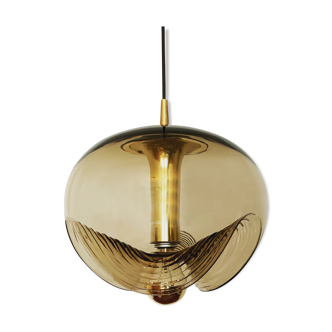 Suspension en verre fumé vague lampe par Koch et Lowy pour Peill et Putzler