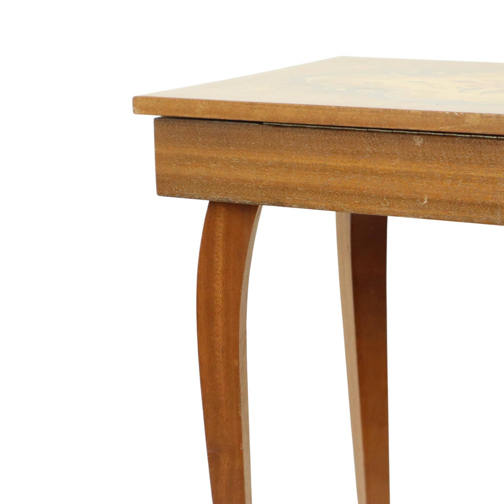 Italian Music Box Wooden Table Sorrento Sankyo