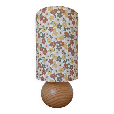 lampe à poser bois abat-jour imprim liberty fleurs