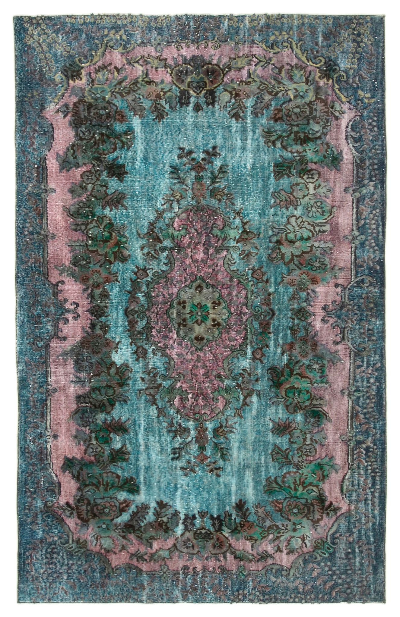 Handmade antique turkish 1970s 170 cm x 272 cm blue rug