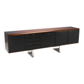 Walnut, metal and leather buffet by Hans von Klier “Il Ponte” for Skipper, 1970s.