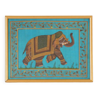 Peinture indienne encadrée éléphant Ganesh peinture Rajasthan