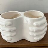 Vintage vase Enamelled ceramic hands 70s