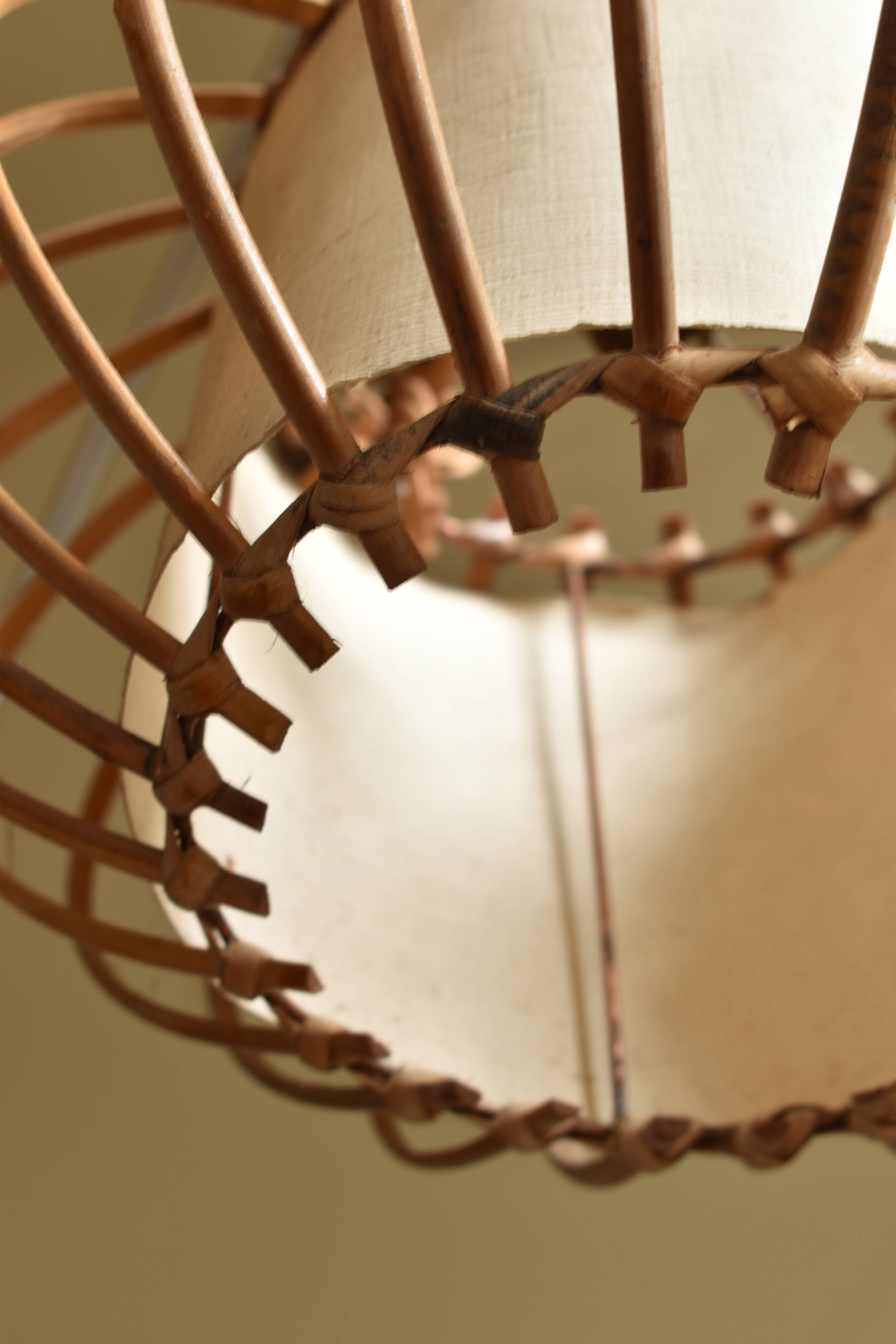 Vintage rattan chandelier 60s